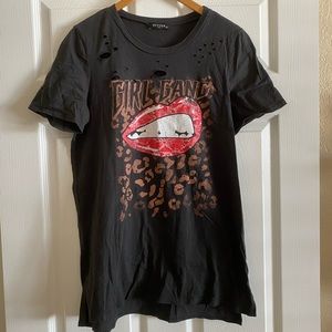 Short Sleeve “Girl Gang” Distressed Graphic Tee